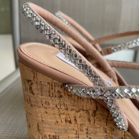 STEVE MADDEN Morgan Rhinestone Cork Wedge Heels Sandals - Picture 3 of 12